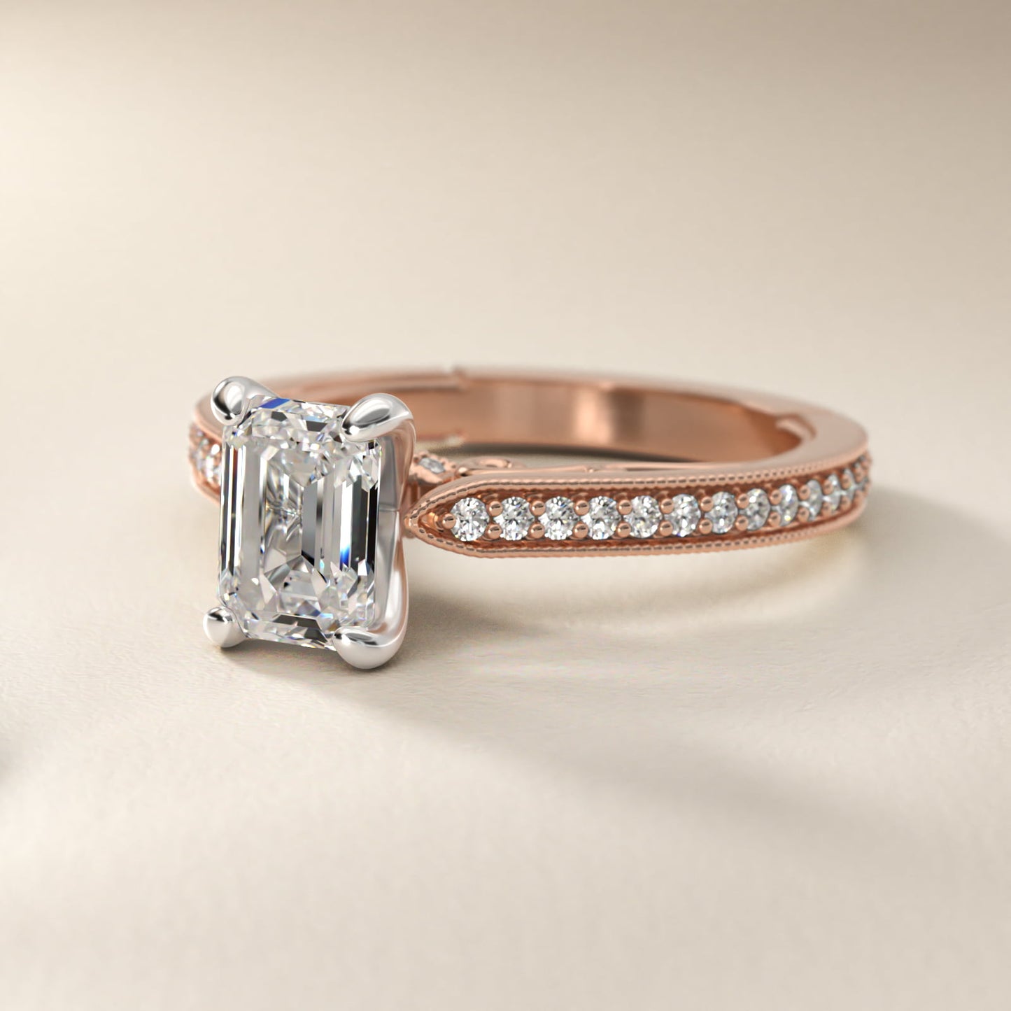 Enchanted Scroll Vintage-Style Engagement Ring In 14K Rose Gold By James Allen - Emerald Center