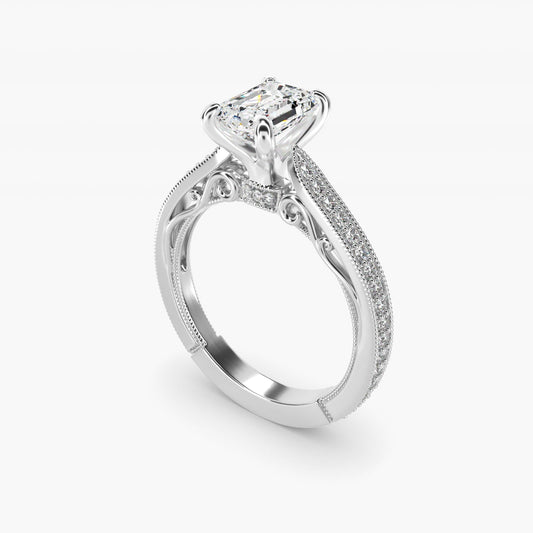 Enchanted Scroll Vintage-Style Engagement Ring In 18k White Gold By James Allen - Emerald Center