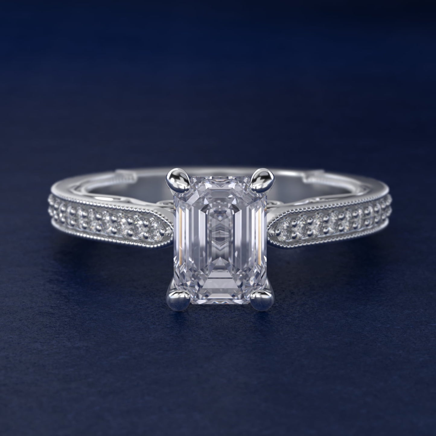 Enchanted Scroll Vintage-Style Engagement Ring In 14K White Gold By James Allen - Emerald Center