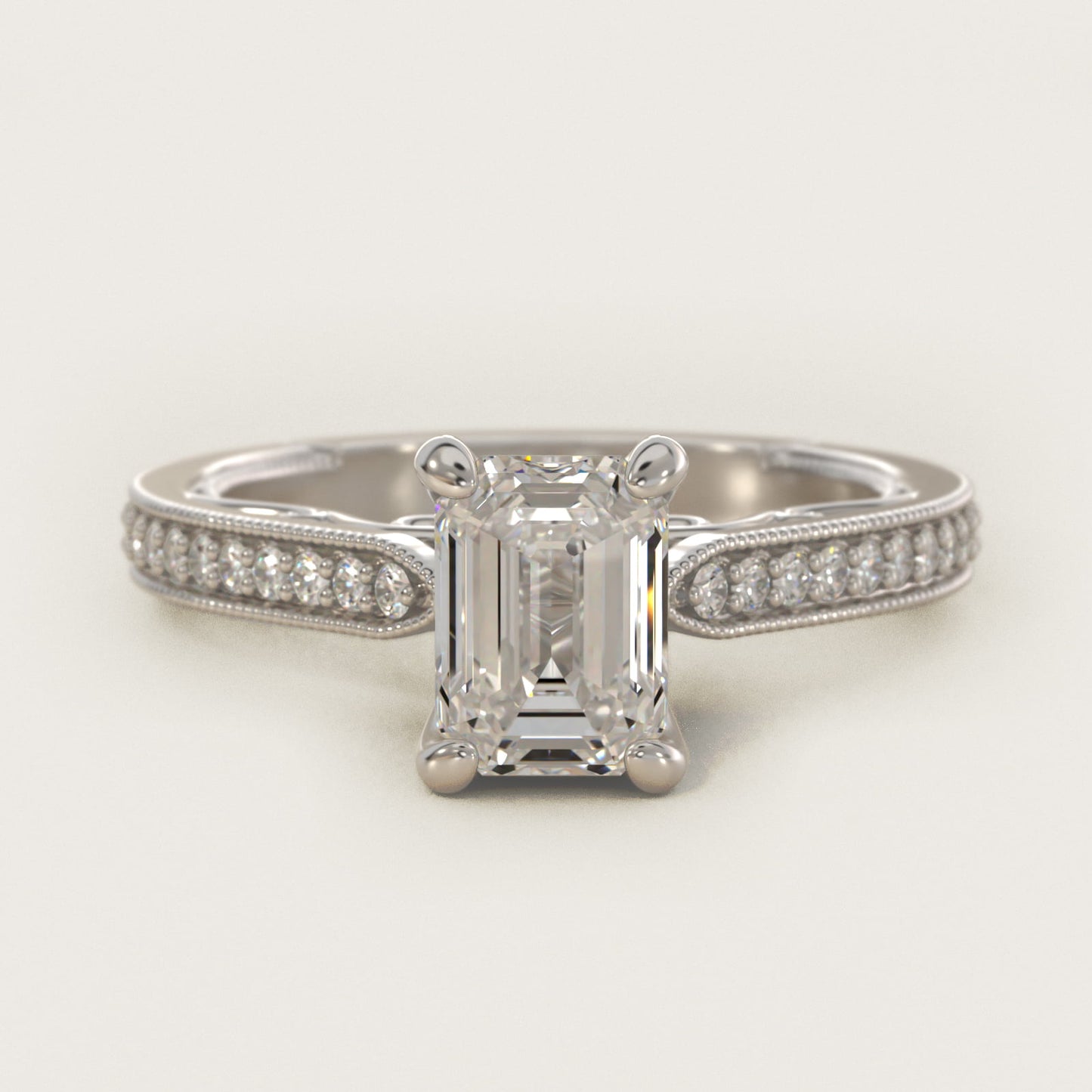 Enchanted Scroll Vintage-Style Engagement Ring In 14K White Gold By James Allen - Emerald Center