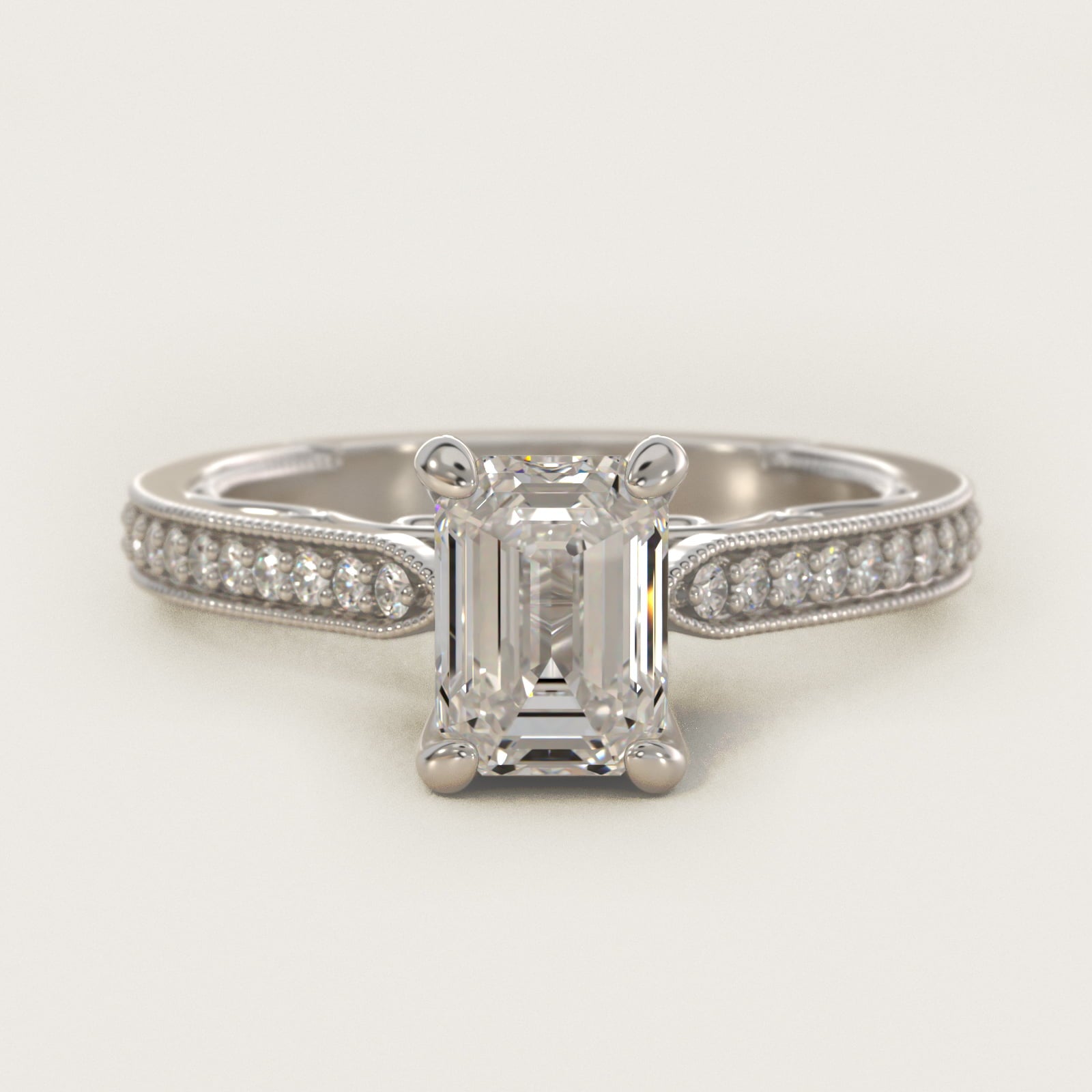 Enchanted Scroll Vintage-Style Engagement Ring In 14K White Gold By James Allen - Emerald Center