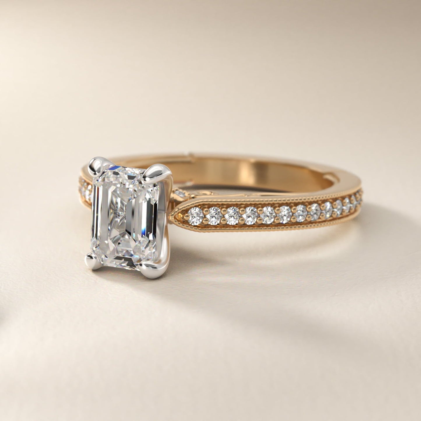 Enchanted Scroll Vintage-Style Engagement Ring In 18k Yellow Gold By James Allen - Emerald Center