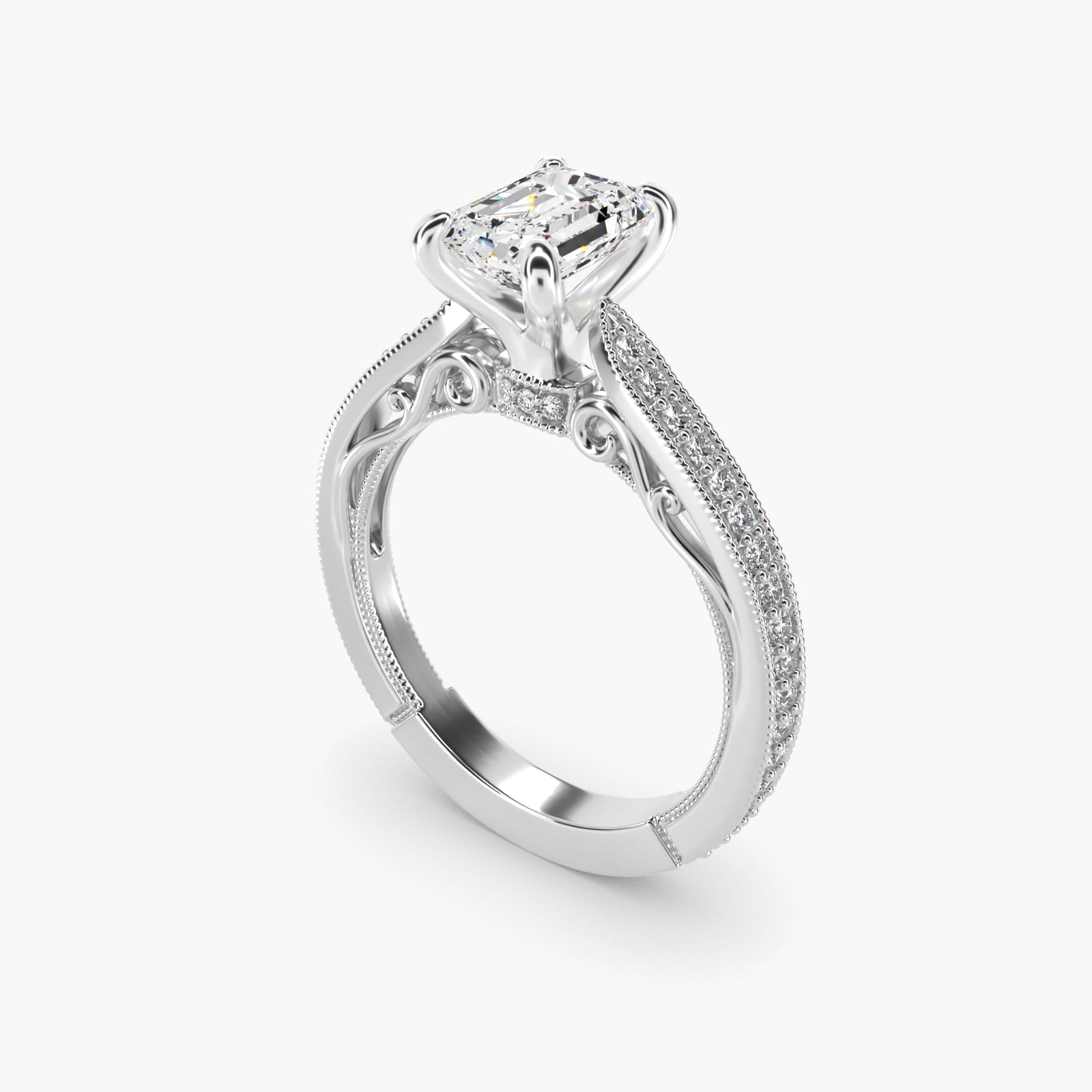 Enchanted Scroll Vintage-Style Engagement Ring In Platinum By James Allen - Emerald Center