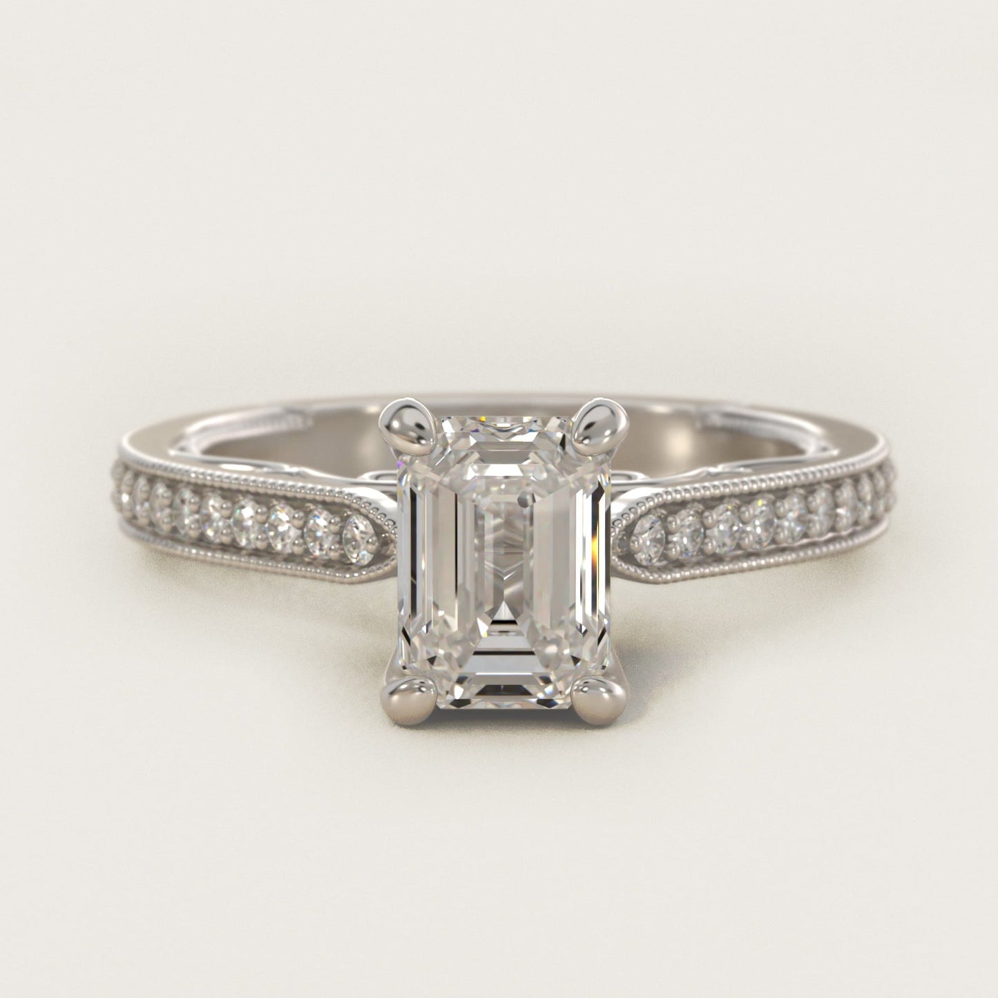 Enchanted Scroll Vintage-Style Engagement Ring In Platinum By James Allen - Emerald Center