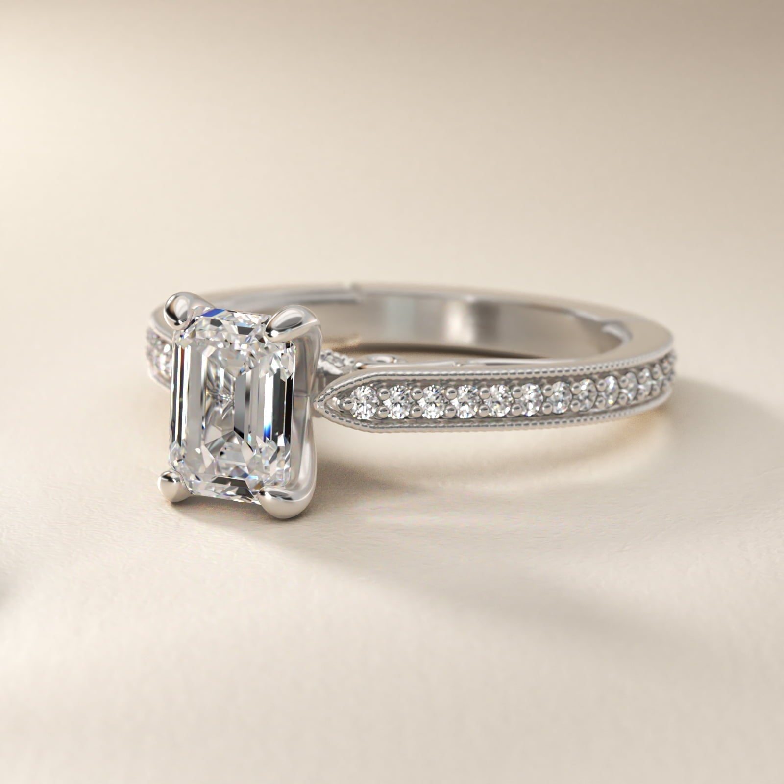 Enchanted Scroll Vintage-Style Engagement Ring In Platinum By James Allen - Emerald Center