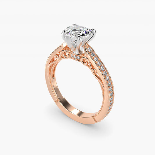 Enchanted Scroll Vintage-Style Engagement Ring In 14K Rose Gold By James Allen - Heart Center
