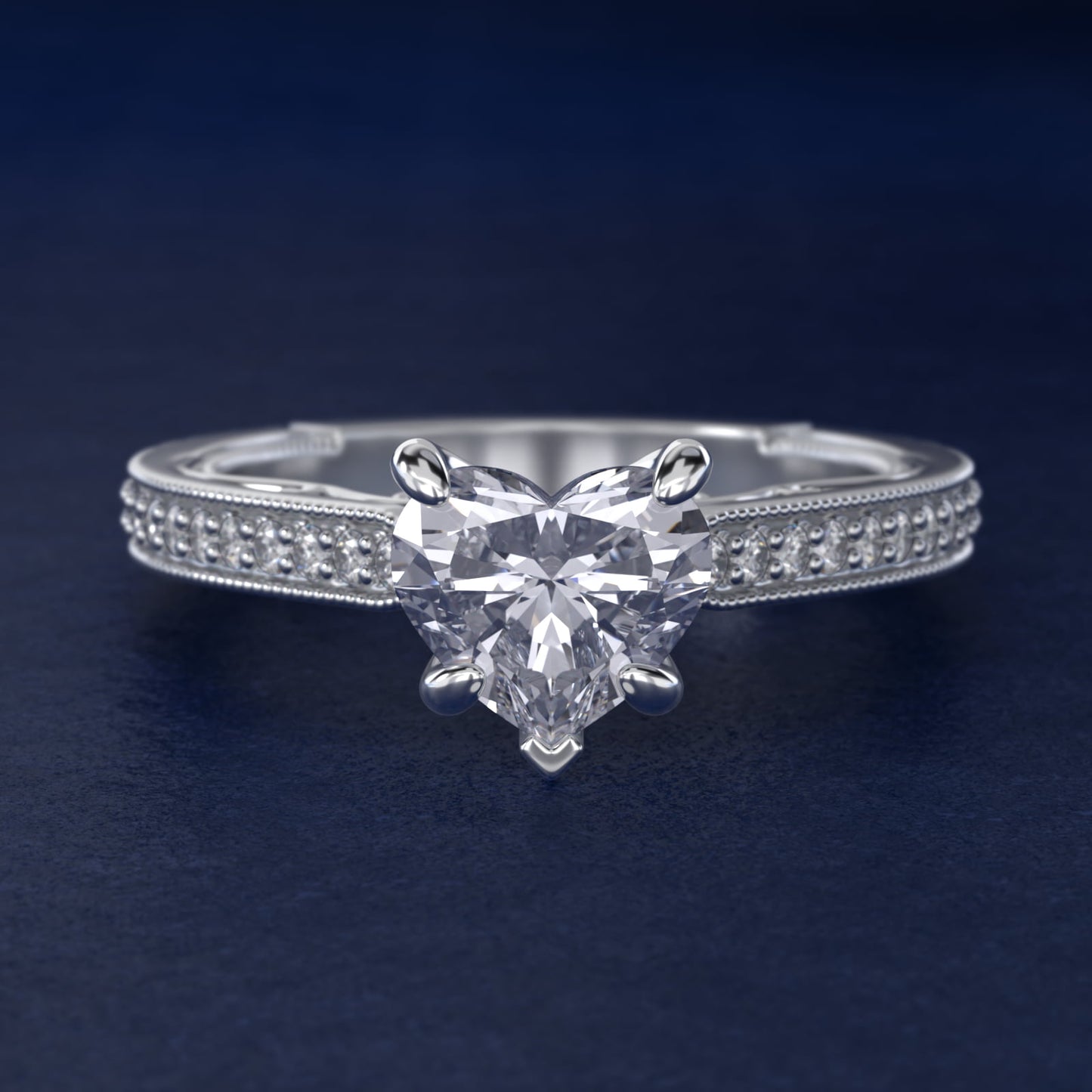 Enchanted Scroll Vintage-Style Engagement Ring In 14K White Gold By James Allen - Heart Center