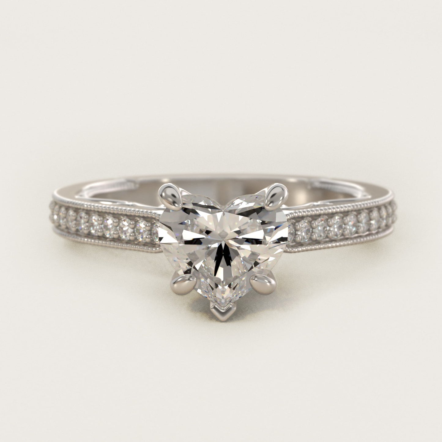 Enchanted Scroll Vintage-Style Engagement Ring In 14K White Gold By James Allen - Heart Center