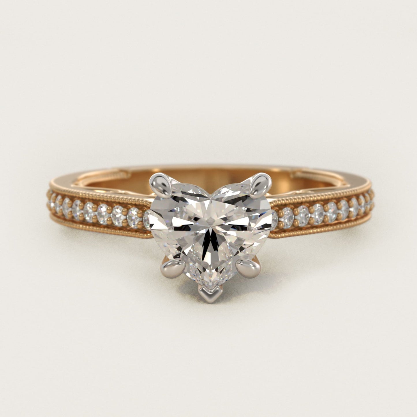 Enchanted Scroll Vintage-Style Engagement Ring In 18k Yellow Gold By James Allen - Heart Center