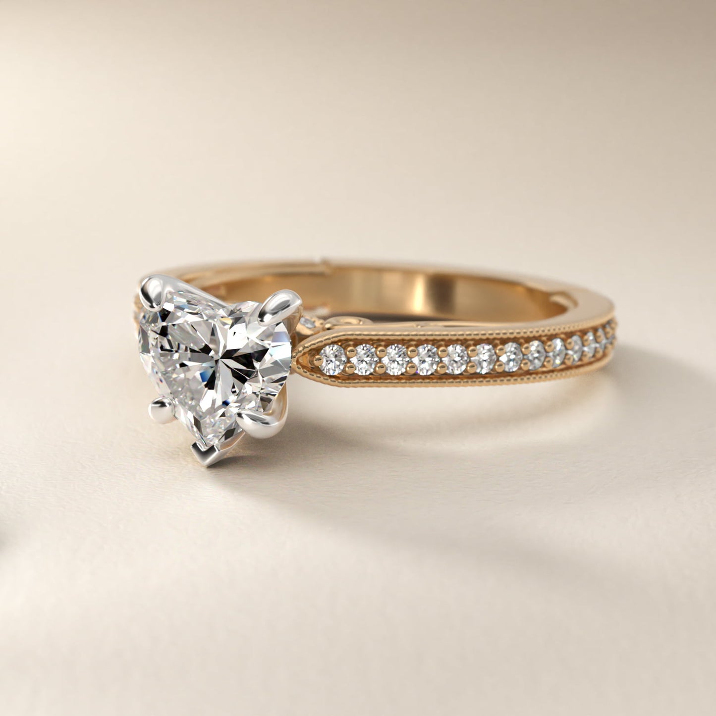 Enchanted Scroll Vintage-Style Engagement Ring In 14K Yellow Gold By James Allen - Heart Center