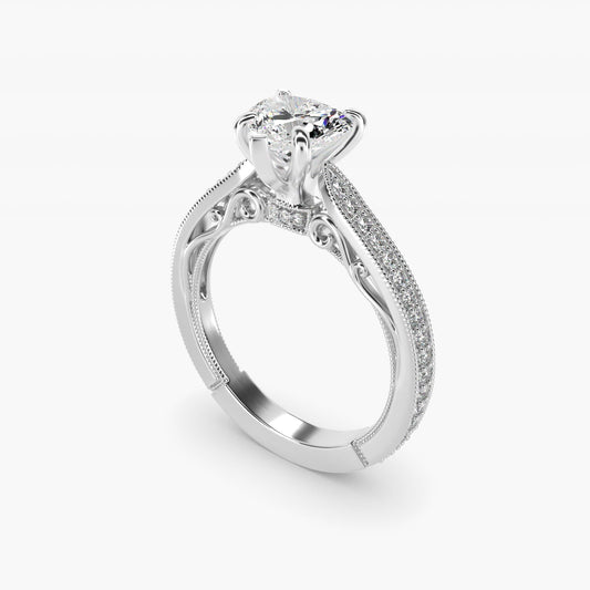 Enchanted Scroll Vintage-Style Engagement Ring In Platinum By James Allen - Heart Center