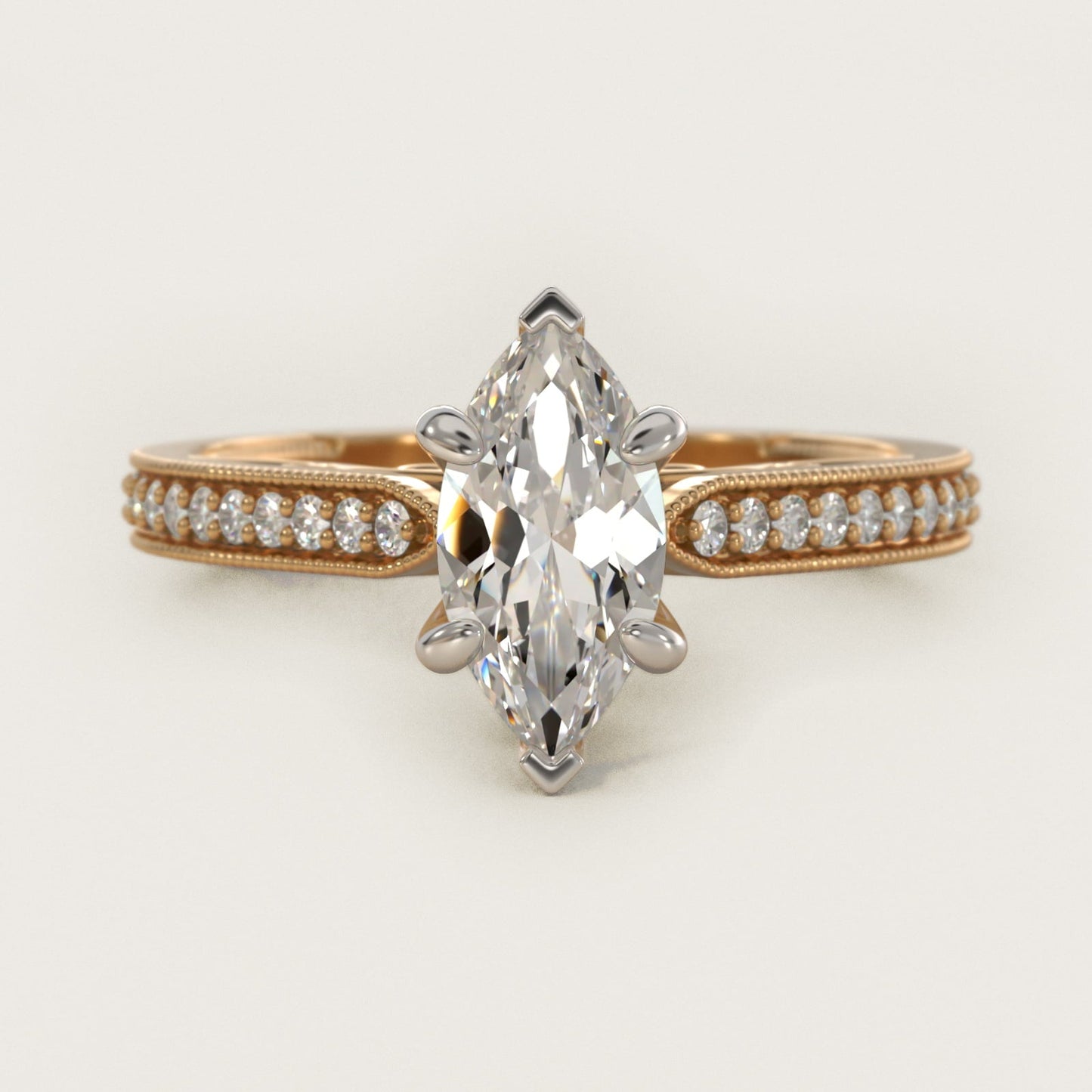 Enchanted Scroll Vintage-Style Engagement Ring In 18k Yellow Gold By James Allen - Marquise Center