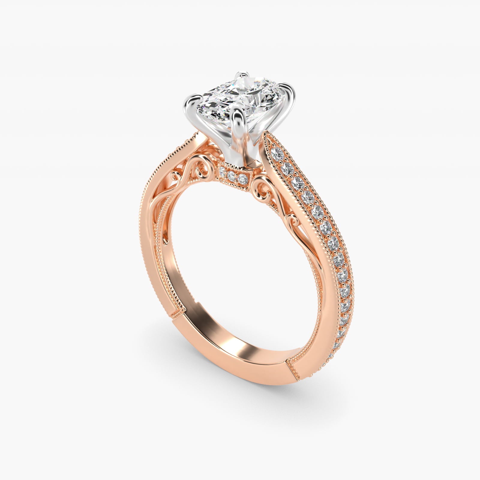 Enchanted Scroll Vintage-Style Engagement Ring In 14K Rose Gold By James Allen - Oval Center