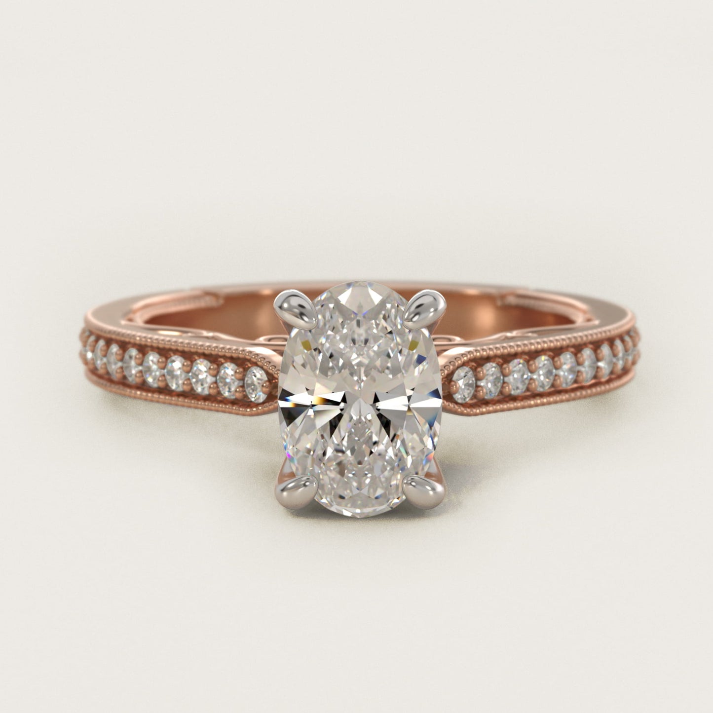 Enchanted Scroll Vintage-Style Engagement Ring In 14K Rose Gold By James Allen - Oval Center