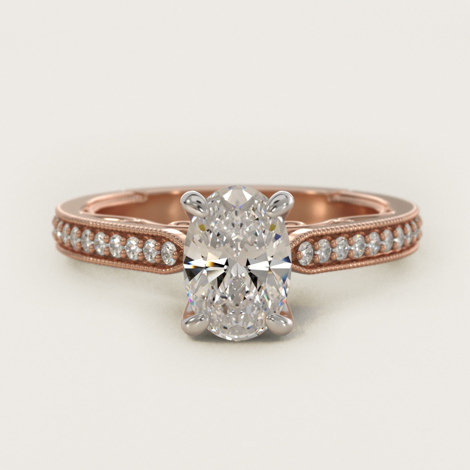 Enchanted Scroll Vintage-Style Engagement Ring In 14K Rose Gold By James Allen - Oval Center