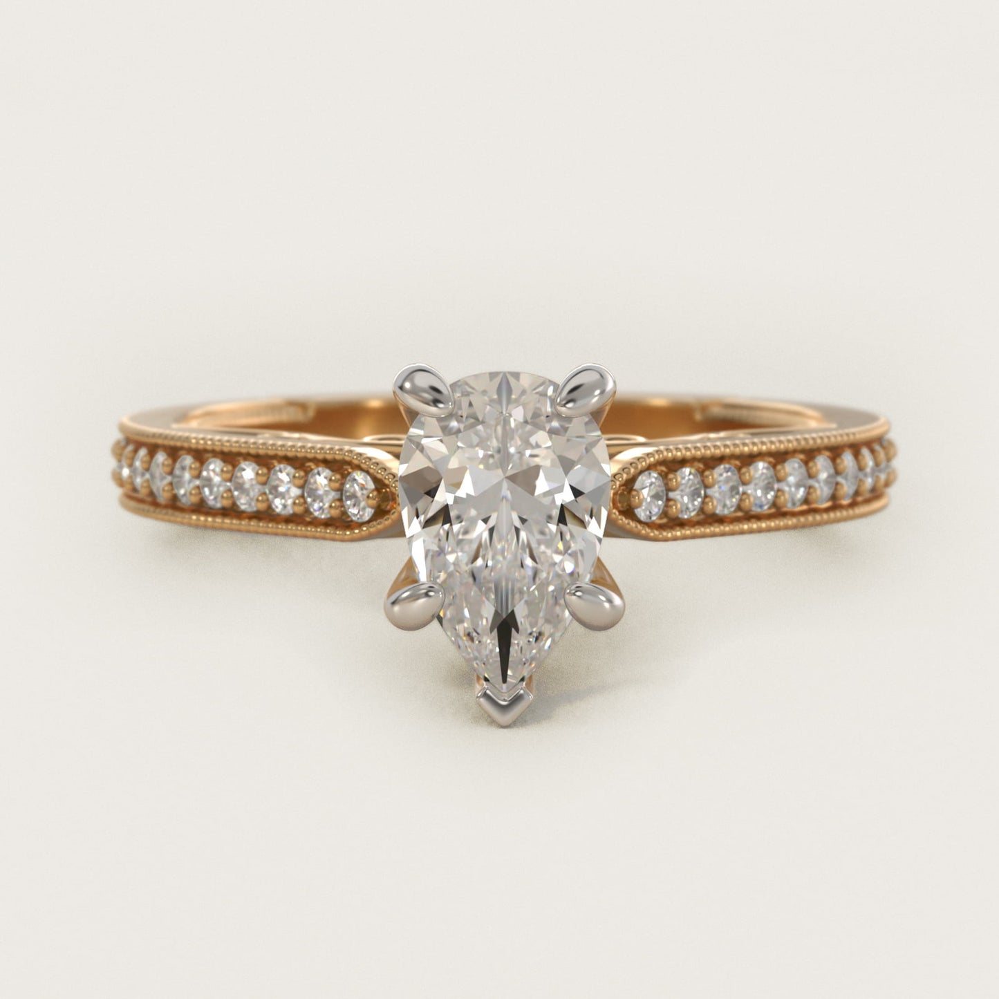 Enchanted Scroll Vintage-Style Engagement Ring In 14K Yellow Gold By James Allen - Pear Center