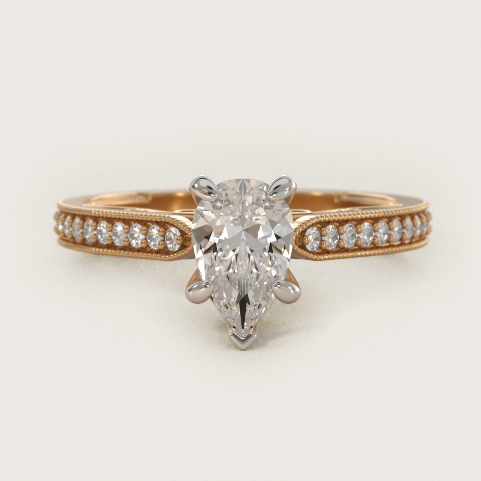 Enchanted Scroll Vintage-Style Engagement Ring In 18k Yellow Gold By James Allen - Pear Center