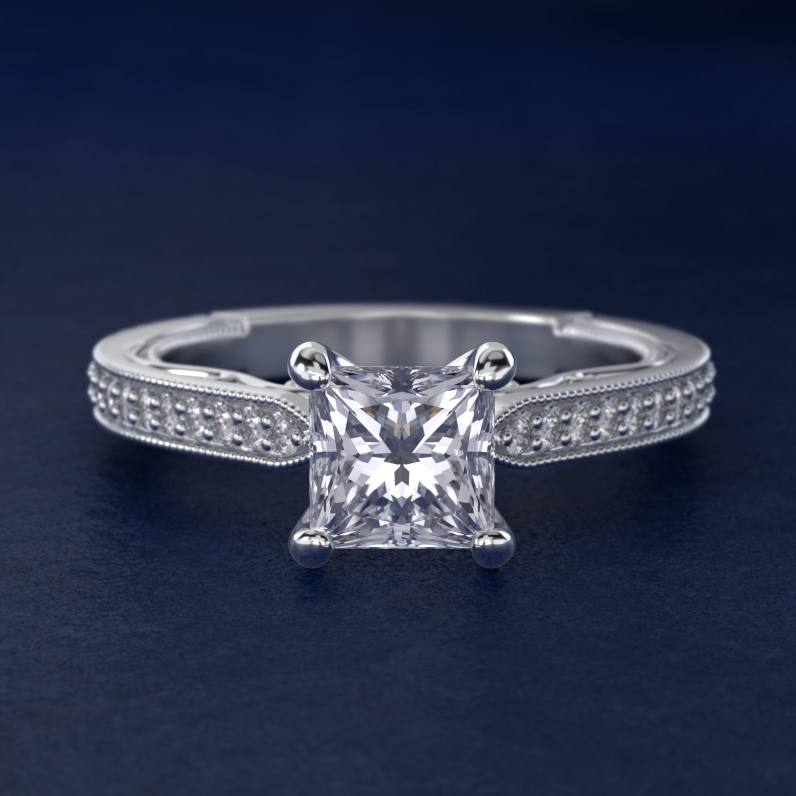 Enchanted Scroll Vintage-Style Engagement Ring In 14K White Gold By James Allen - Princess Center