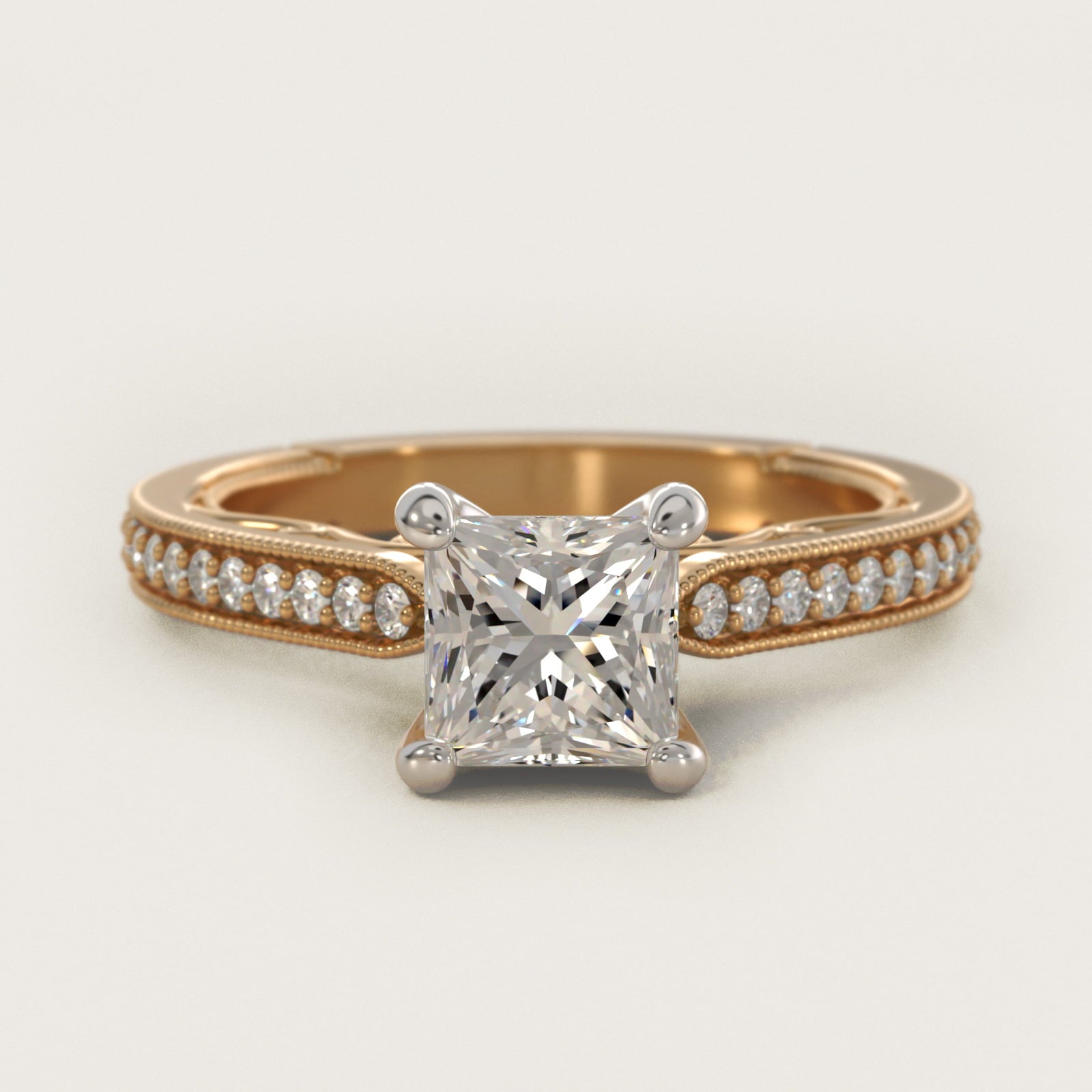 Enchanted Scroll Vintage-Style Engagement Ring In 14K Yellow Gold By James Allen - Princess Center