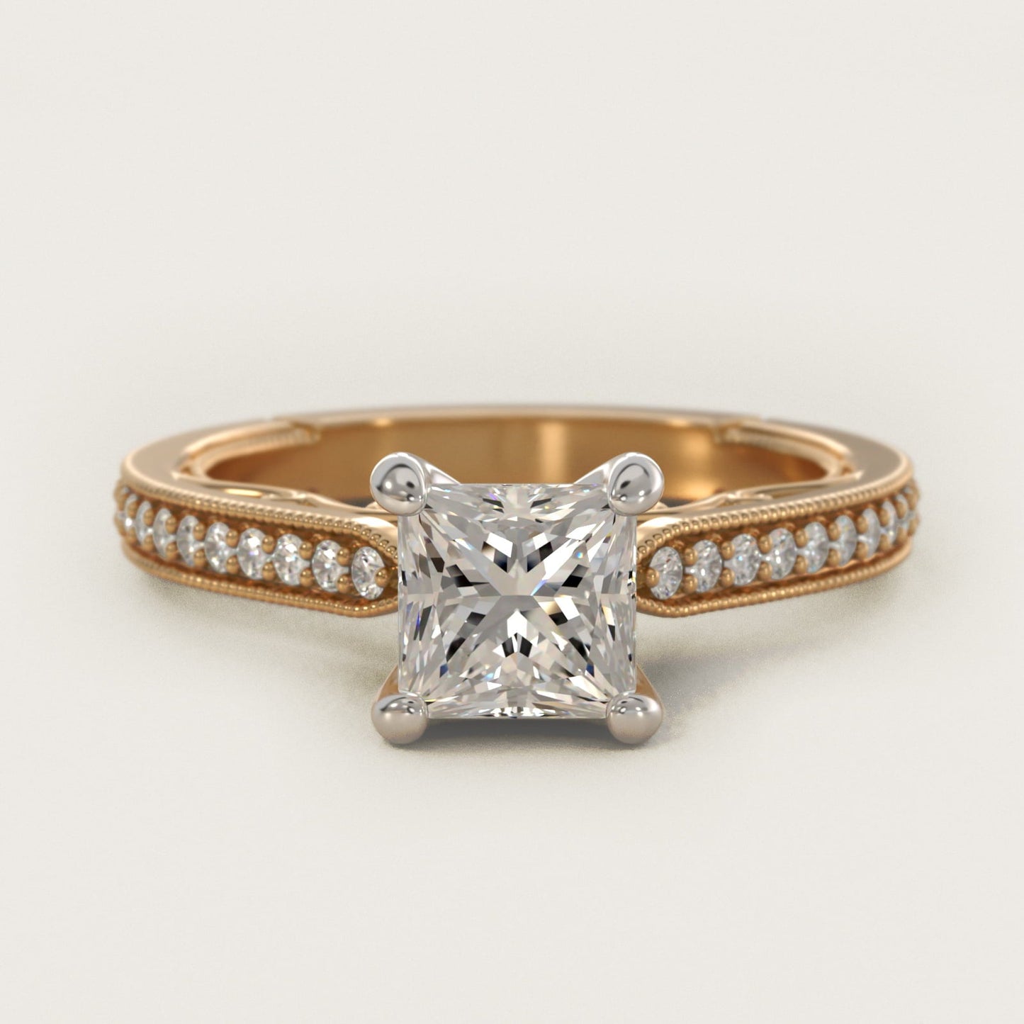 Enchanted Scroll Vintage-Style Engagement Ring In 18k Yellow Gold By James Allen - Princess Center