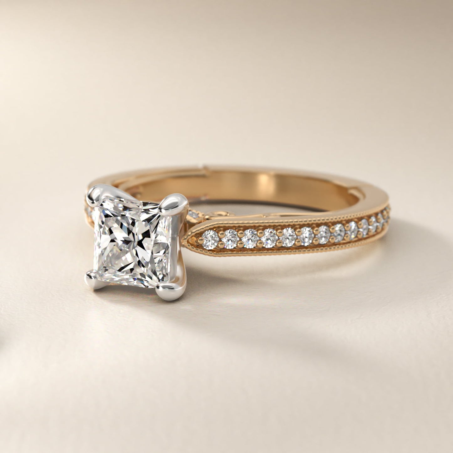 Enchanted Scroll Vintage-Style Engagement Ring In 14K Yellow Gold By James Allen - Princess Center