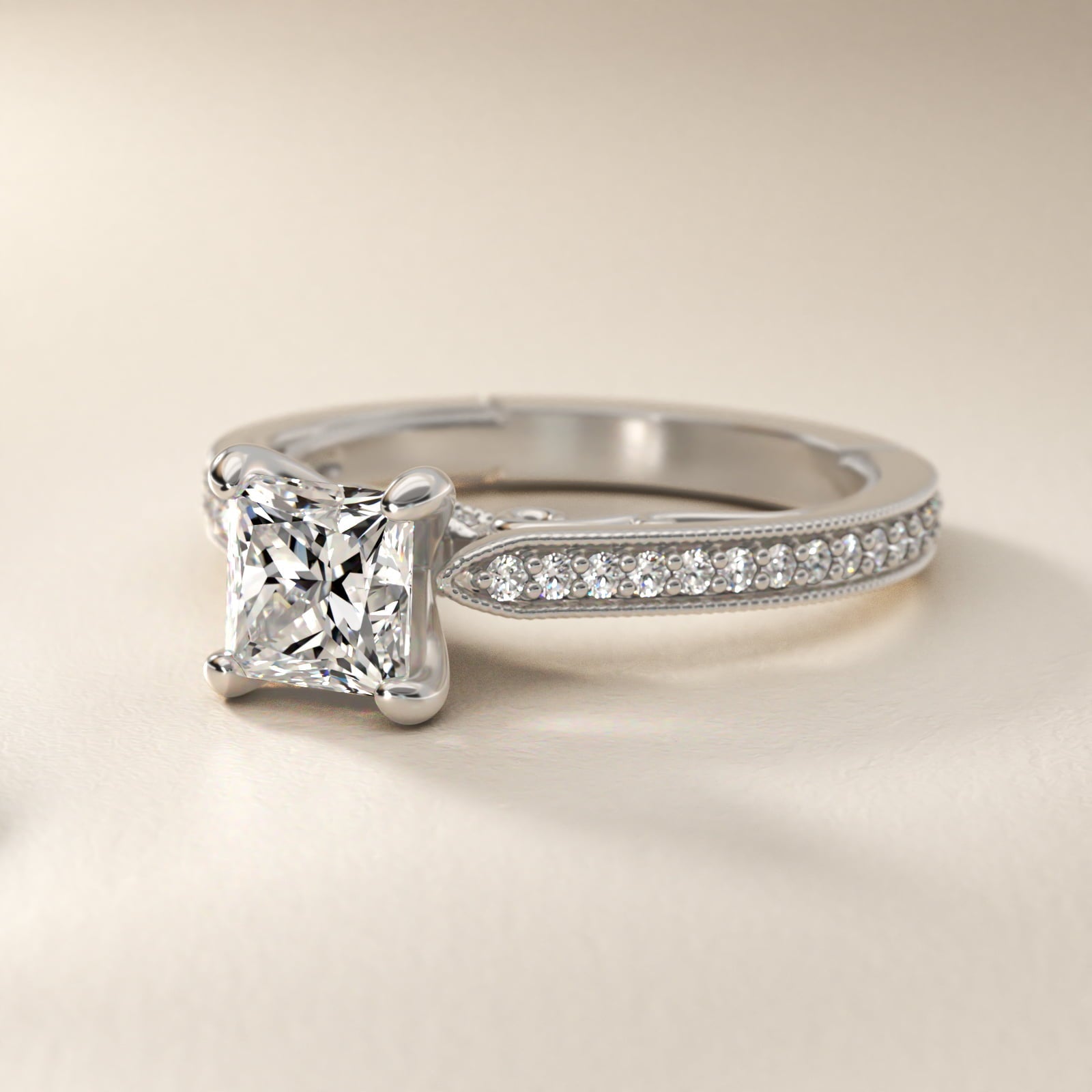 Enchanted Scroll Vintage-Style Engagement Ring In Platinum By James Allen - Princess Center