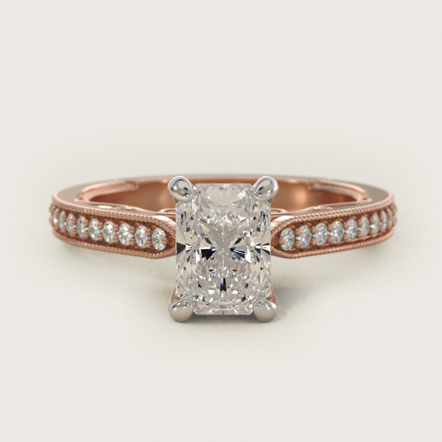 Enchanted Scroll Vintage-Style Engagement Ring In 14K Rose Gold By James Allen - Radiant Center