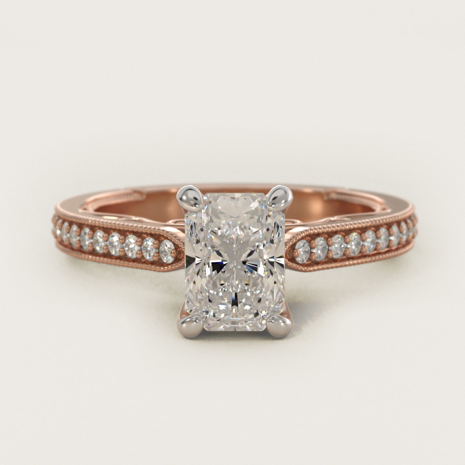 Enchanted Scroll Vintage-Style Engagement Ring In 14K Rose Gold By James Allen - Radiant Center