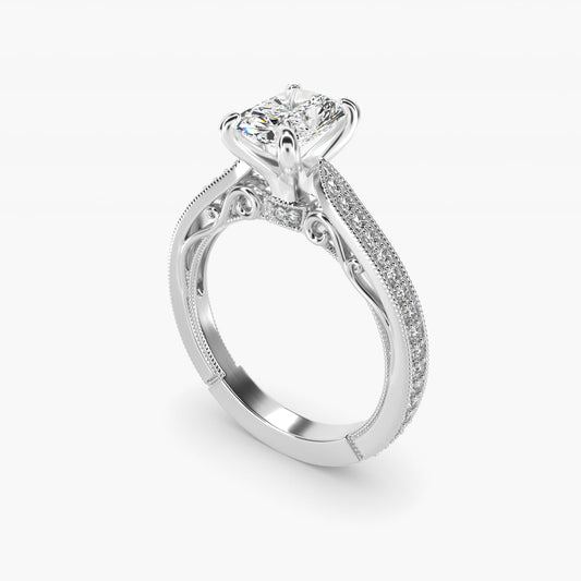Enchanted Scroll Vintage-Style Engagement Ring In 14K White Gold By James Allen - Radiant Center