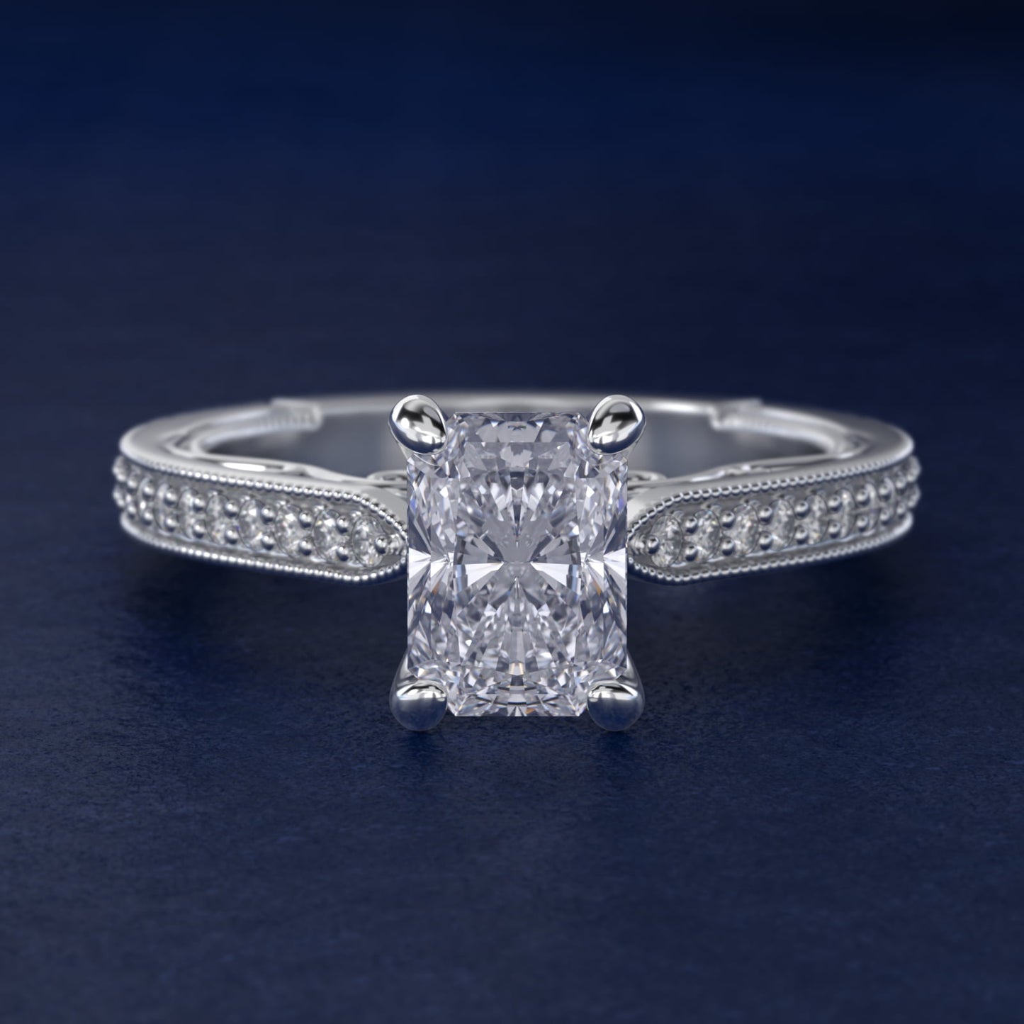 Enchanted Scroll Vintage-Style Engagement Ring In 14K White Gold By James Allen - Radiant Center