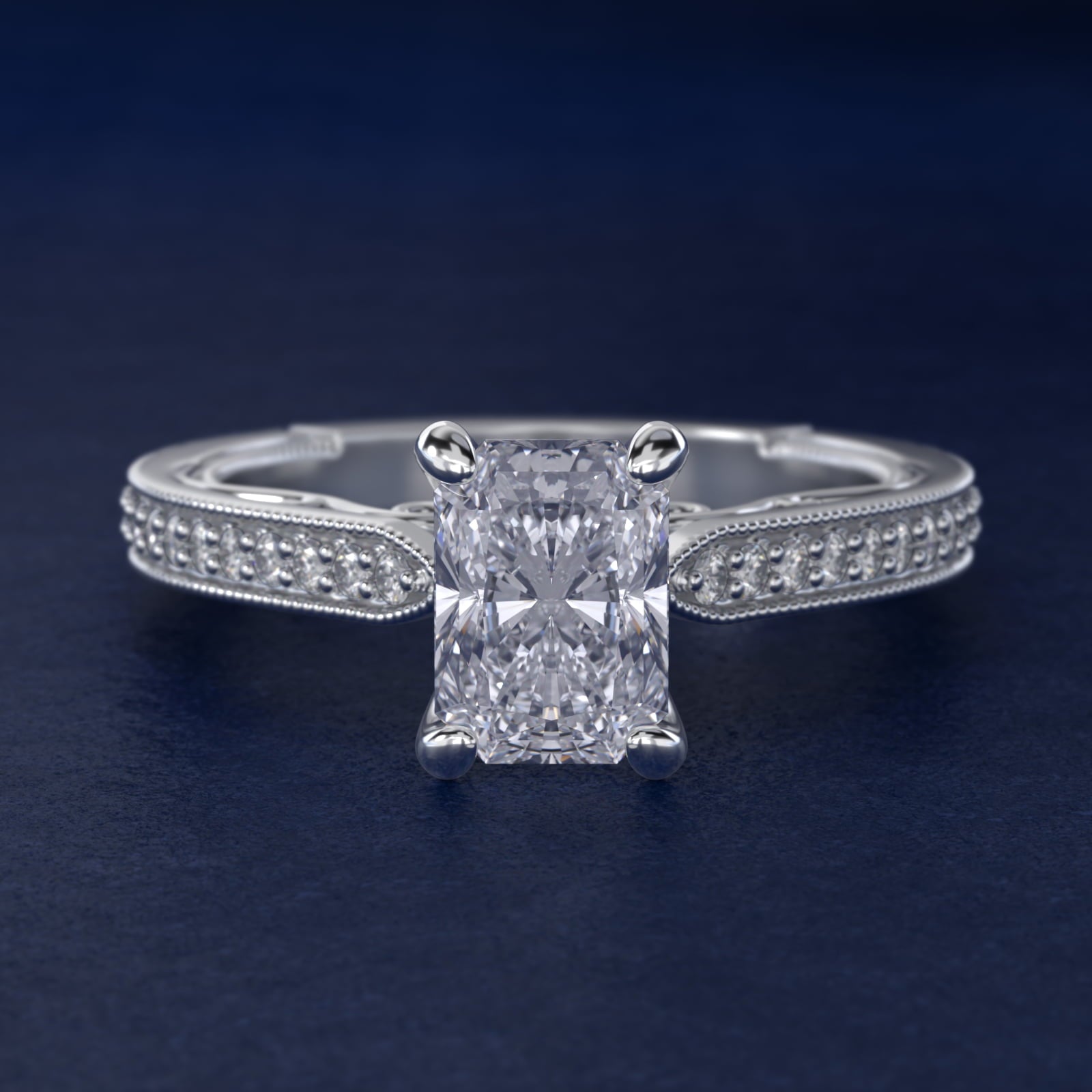 Enchanted Scroll Vintage-Style Engagement Ring In 14K White Gold By James Allen - Radiant Center