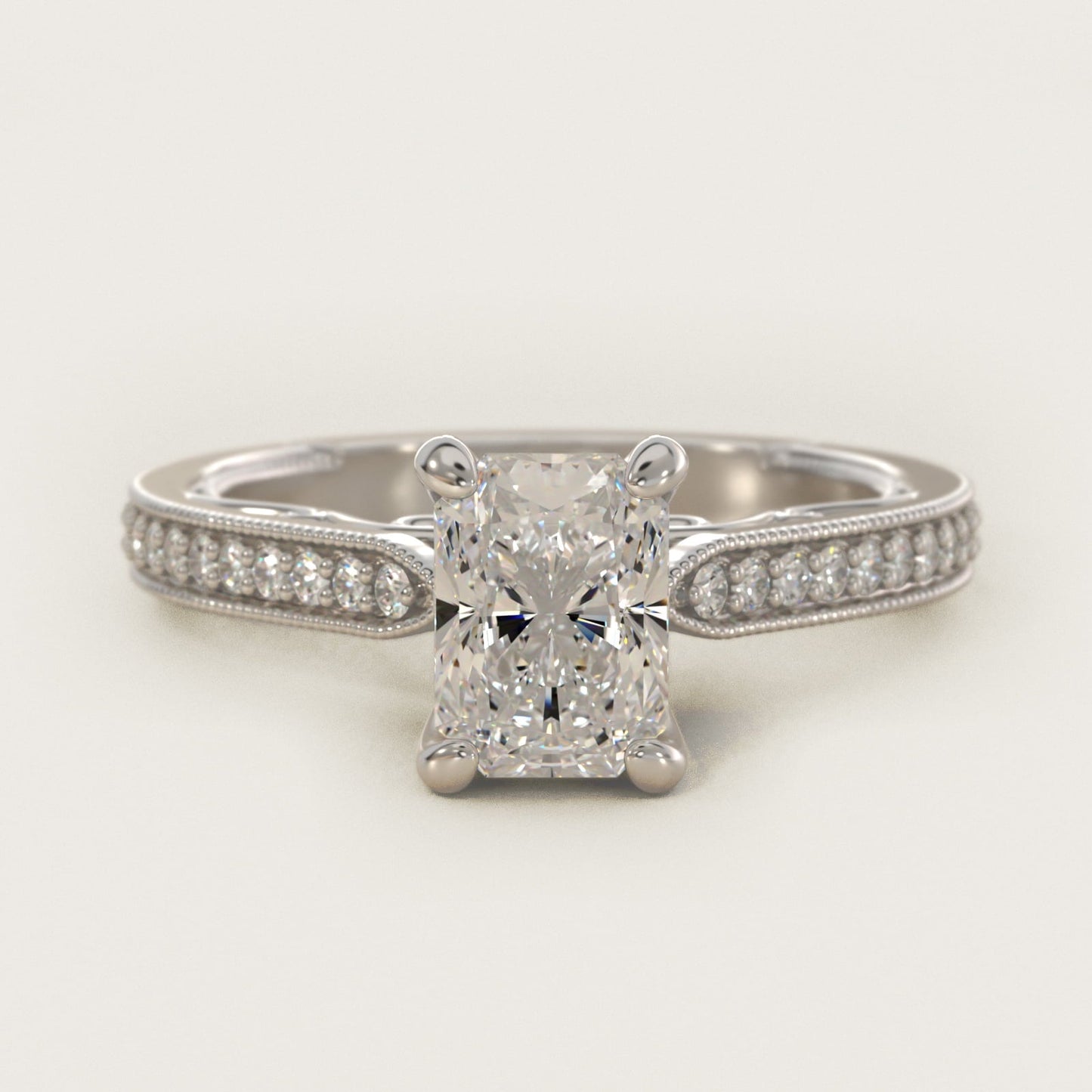 Enchanted Scroll Vintage-Style Engagement Ring In Platinum By James Allen - Radiant Center