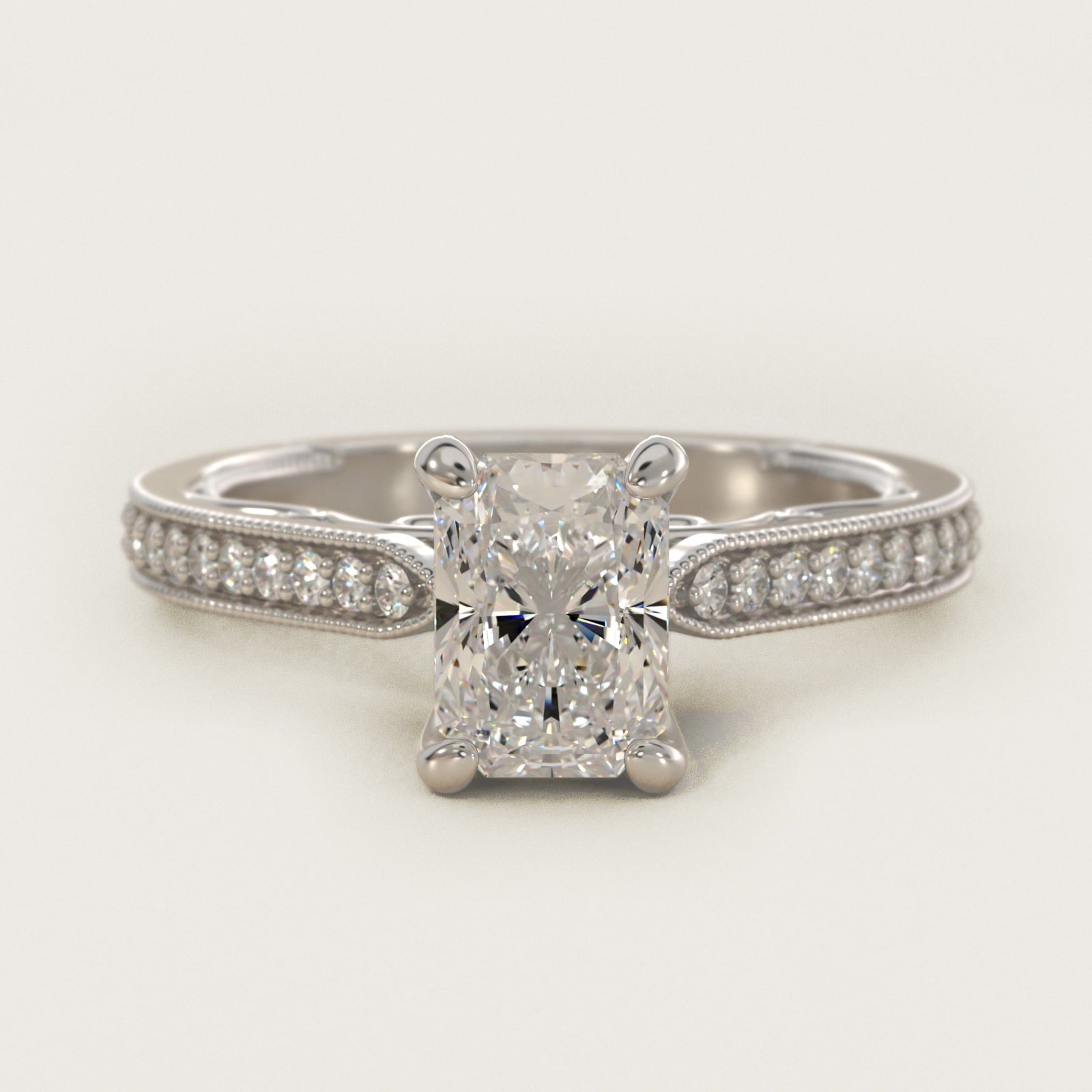 Enchanted Scroll Vintage-Style Engagement Ring In Platinum By James Allen - Radiant Center