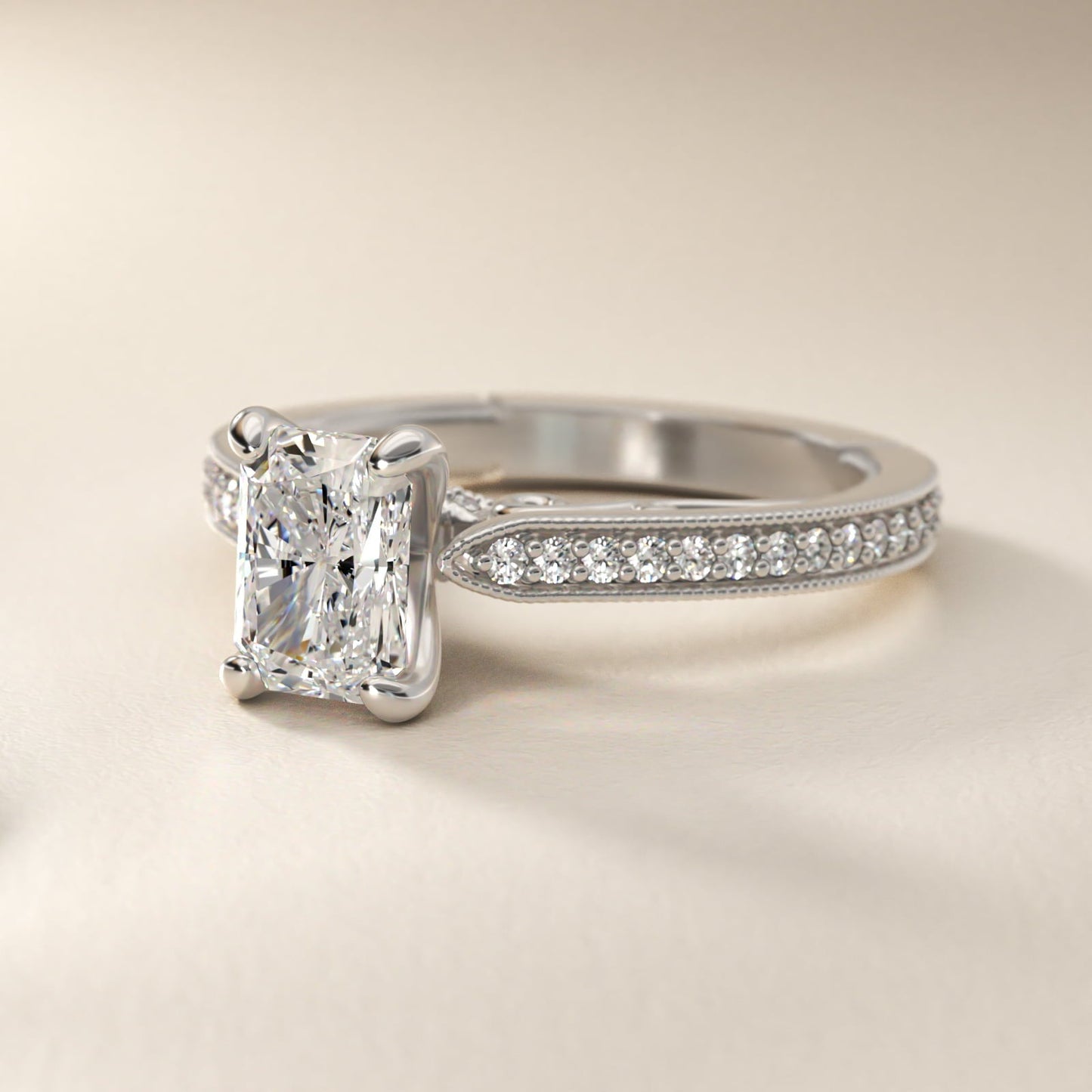 Enchanted Scroll Vintage-Style Engagement Ring In Platinum By James Allen - Radiant Center
