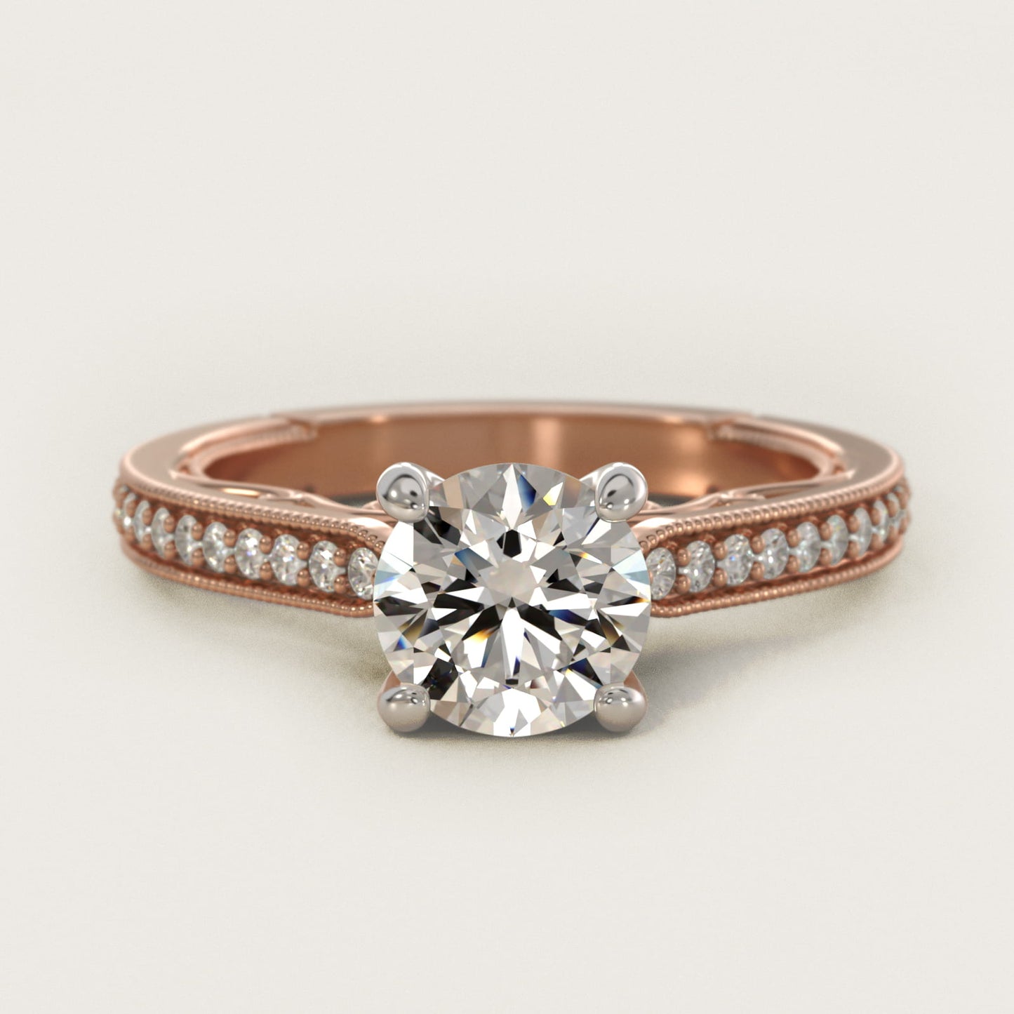 Enchanted Scroll Vintage-Style Engagement Ring In 14K Rose Gold By James Allen - Round Center
