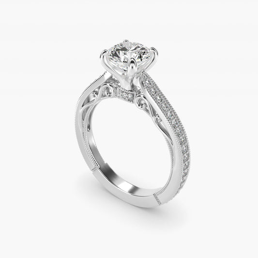 Enchanted Scroll Vintage-Style Engagement Ring In 14K White Gold By James Allen - Round Center