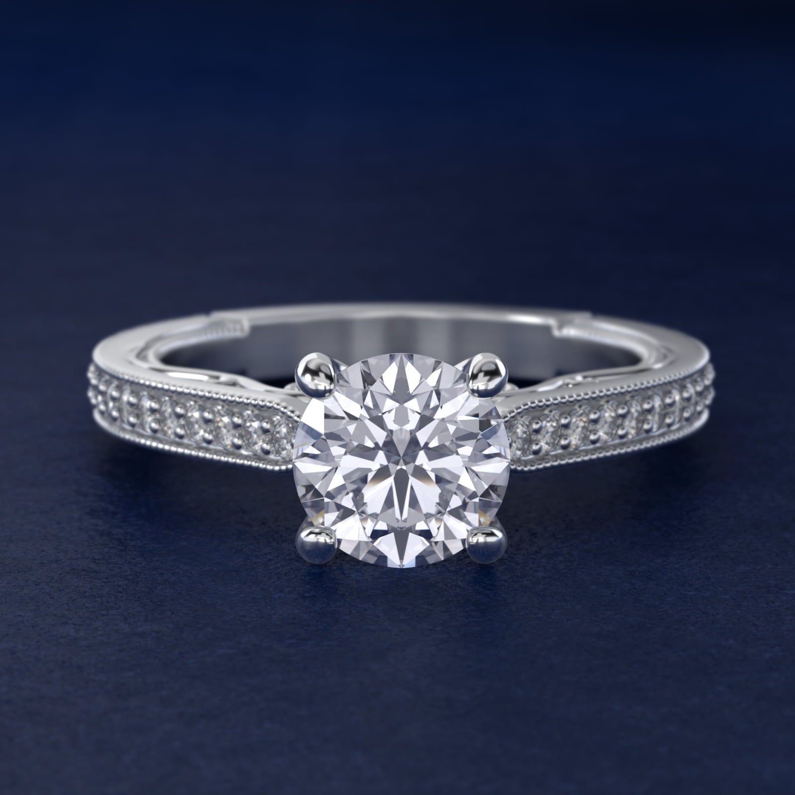 Enchanted Scroll Vintage-Style Engagement Ring In 14K White Gold By James Allen - Round Center