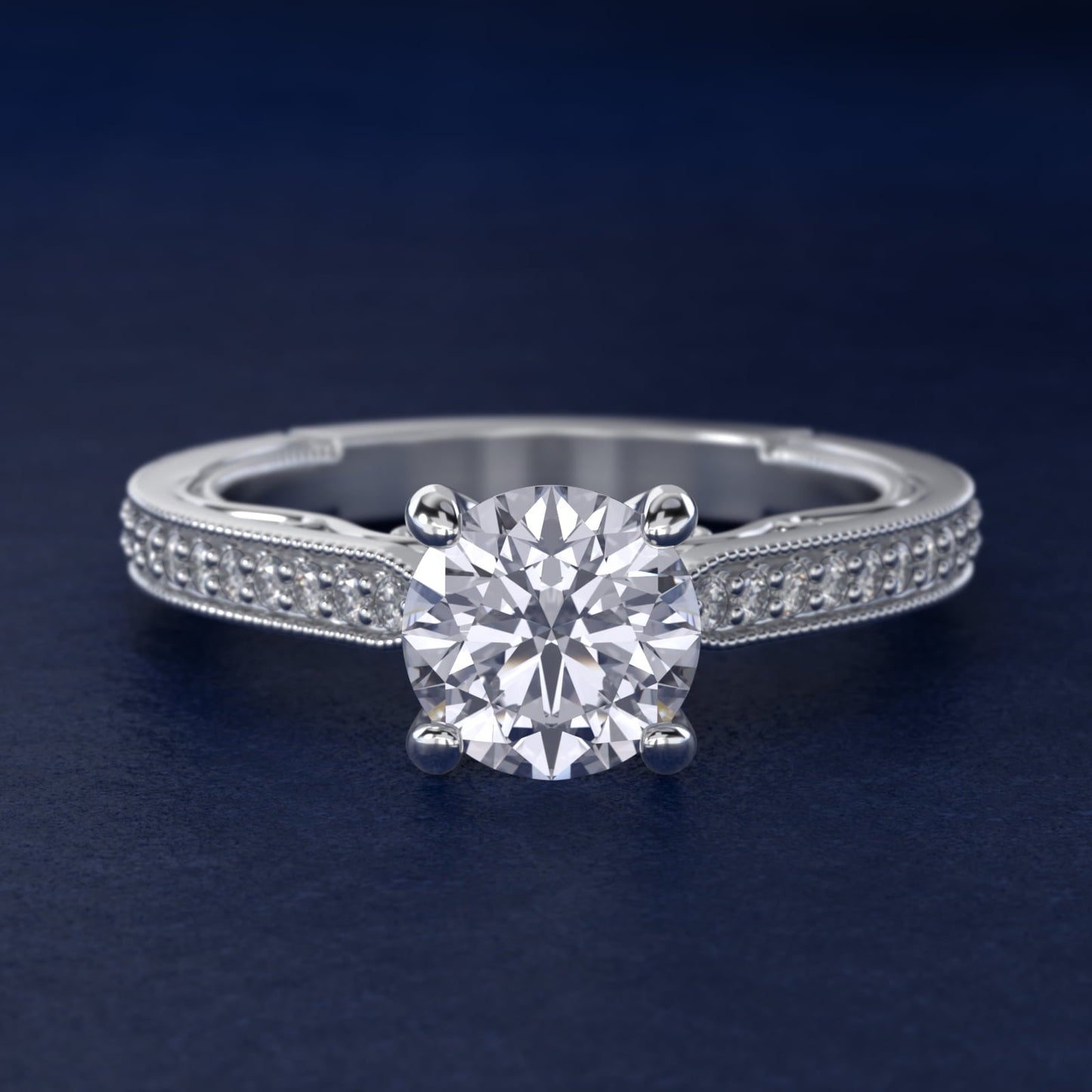 Enchanted Scroll Vintage-Style Engagement Ring In 18k White Gold By James Allen - Round Center