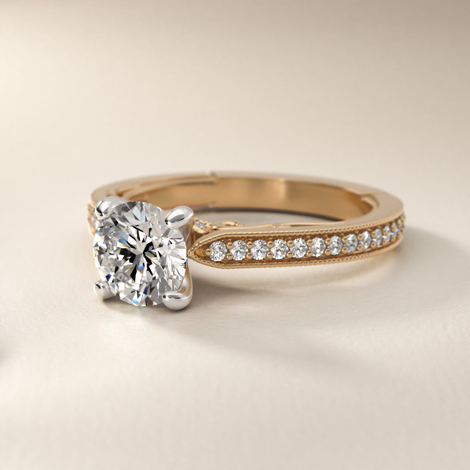 Enchanted Scroll Vintage-Style Engagement Ring In 18k Yellow Gold By James Allen - Round Center