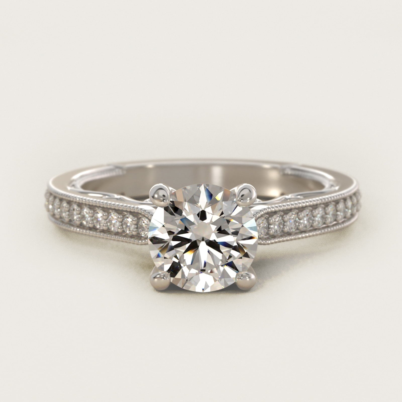 Enchanted Scroll Vintage-Style Engagement Ring In Platinum By James Allen - Round Center