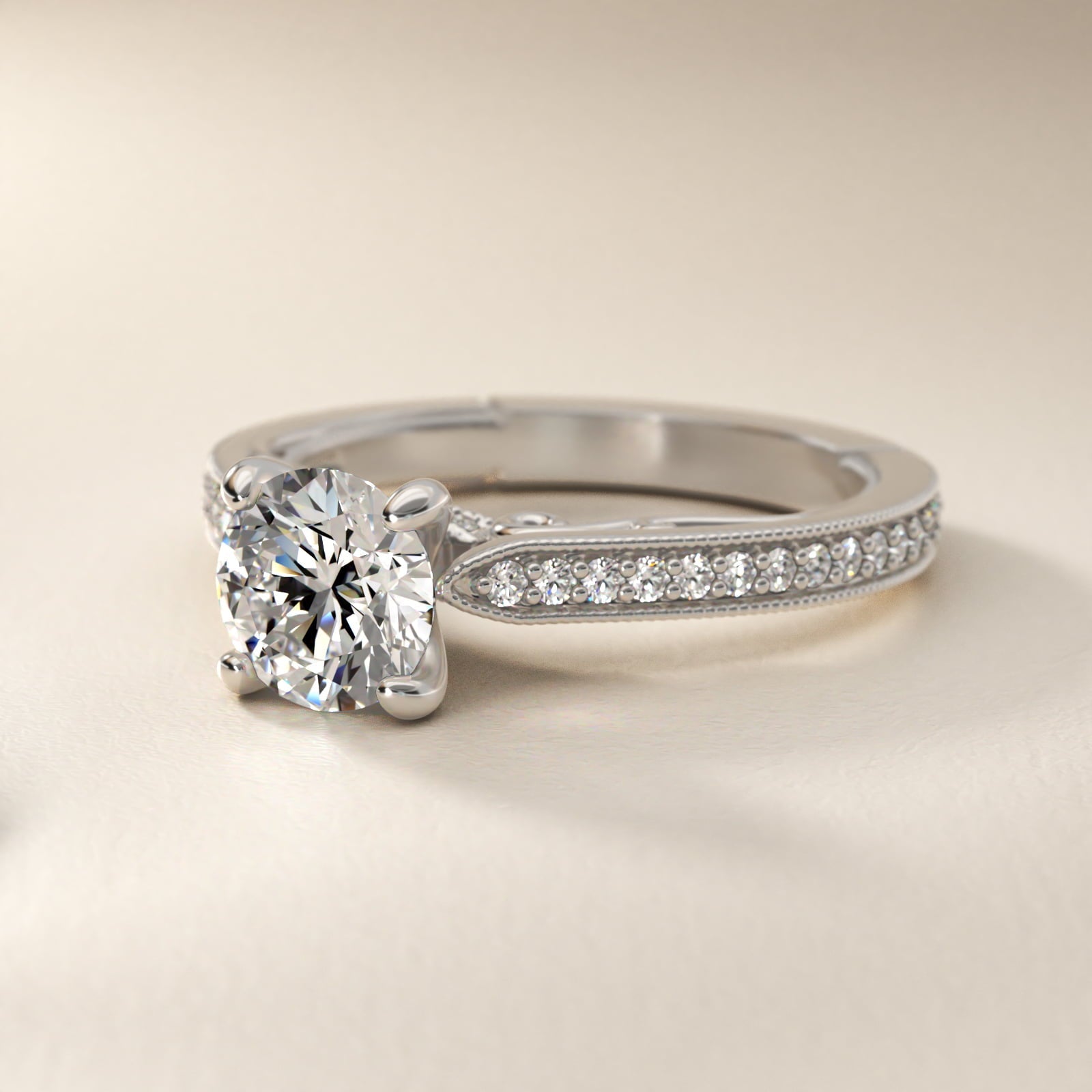 Enchanted Scroll Vintage-Style Engagement Ring In Platinum By James Allen - Round Center