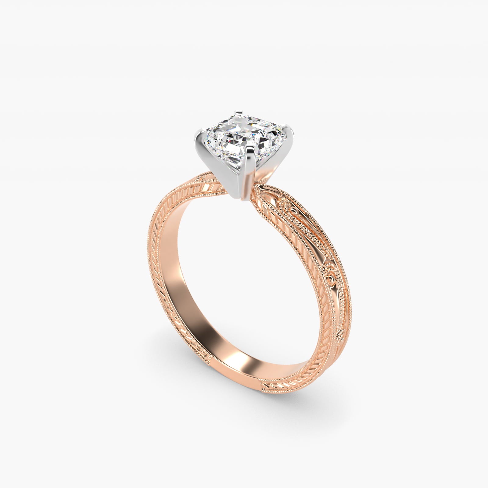 Engraved Solitaire Engagement Ring In 18k Rose Gold By James Allen - Asscher Center