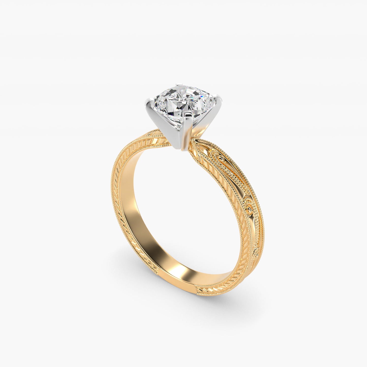 Engraved Solitaire Engagement Ring In 18k Yellow Gold By James Allen - Cushion Center