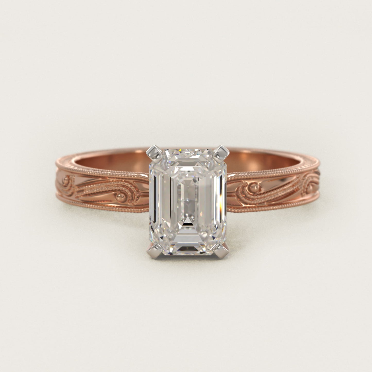 Engraved Solitaire Engagement Ring In 18k Rose Gold By James Allen - Emerald Center