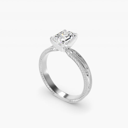 Engraved Solitaire Engagement Ring In 18k White Gold By James Allen - Emerald Center