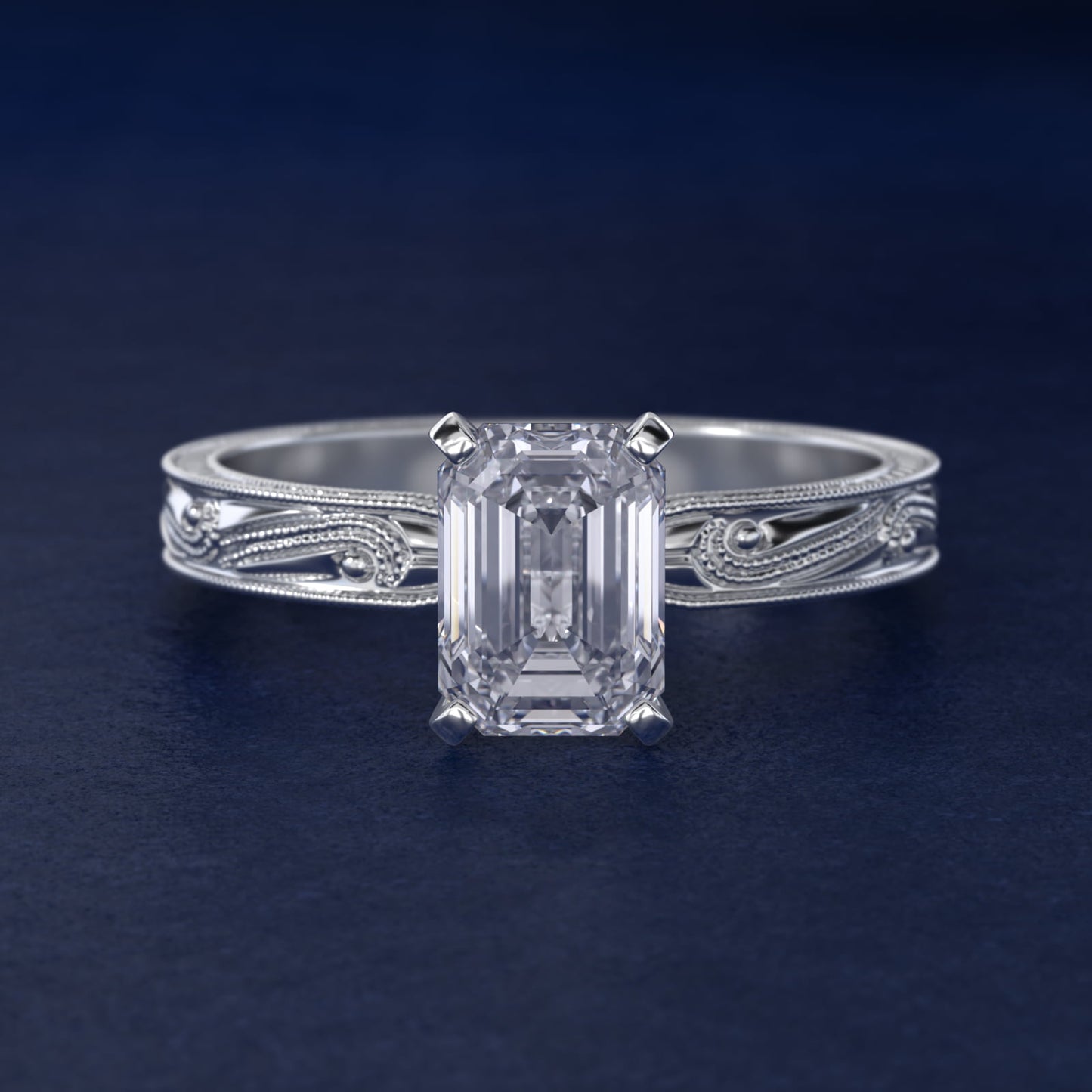 Engraved Solitaire Engagement Ring In 14K White Gold By James Allen - Emerald Center