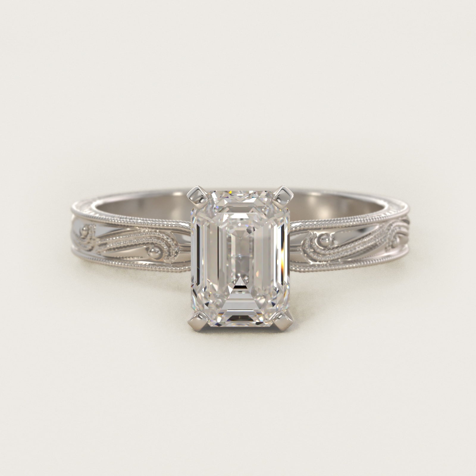 Engraved Solitaire Engagement Ring In 14K White Gold By James Allen - Emerald Center