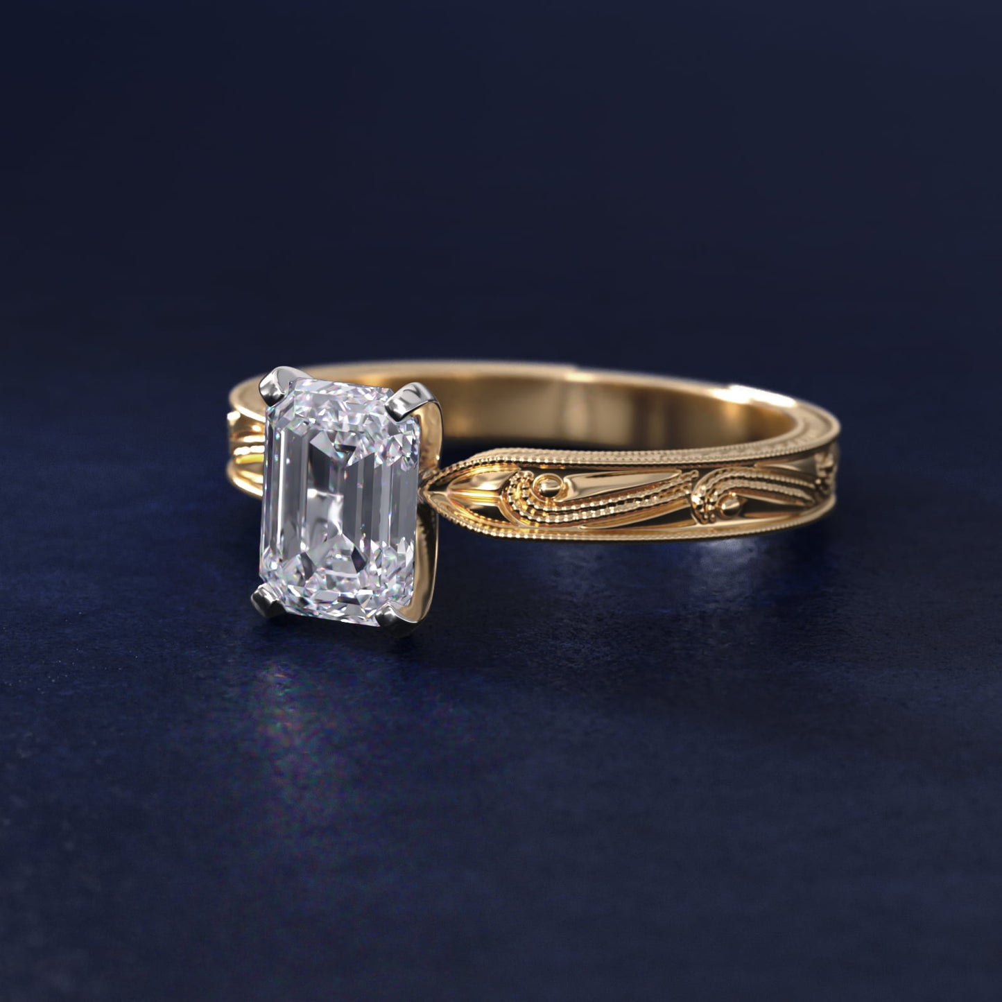 Engraved Solitaire Engagement Ring In 14K Yellow Gold By James Allen - Emerald Center