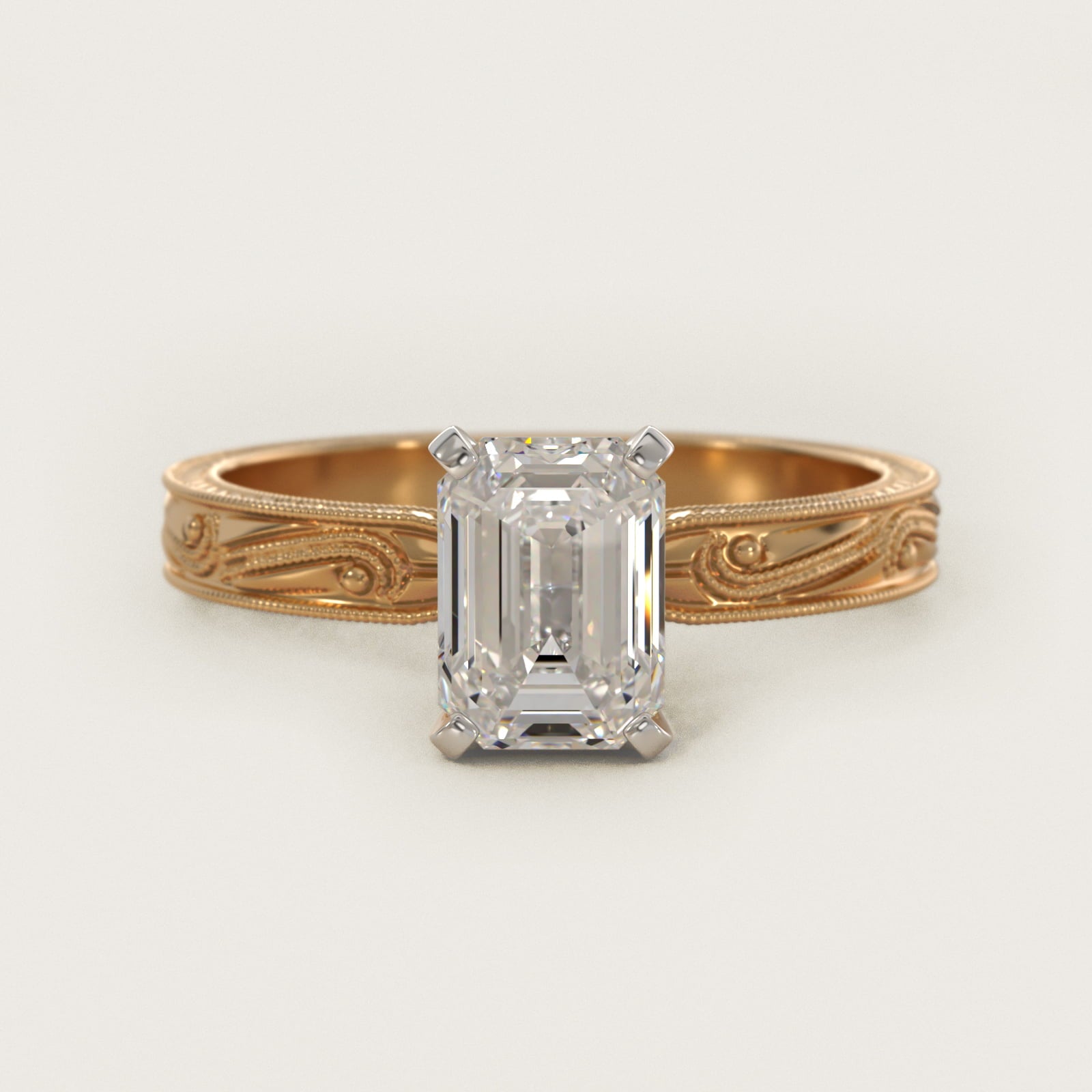 Engraved Solitaire Engagement Ring In 14K Yellow Gold By James Allen - Emerald Center