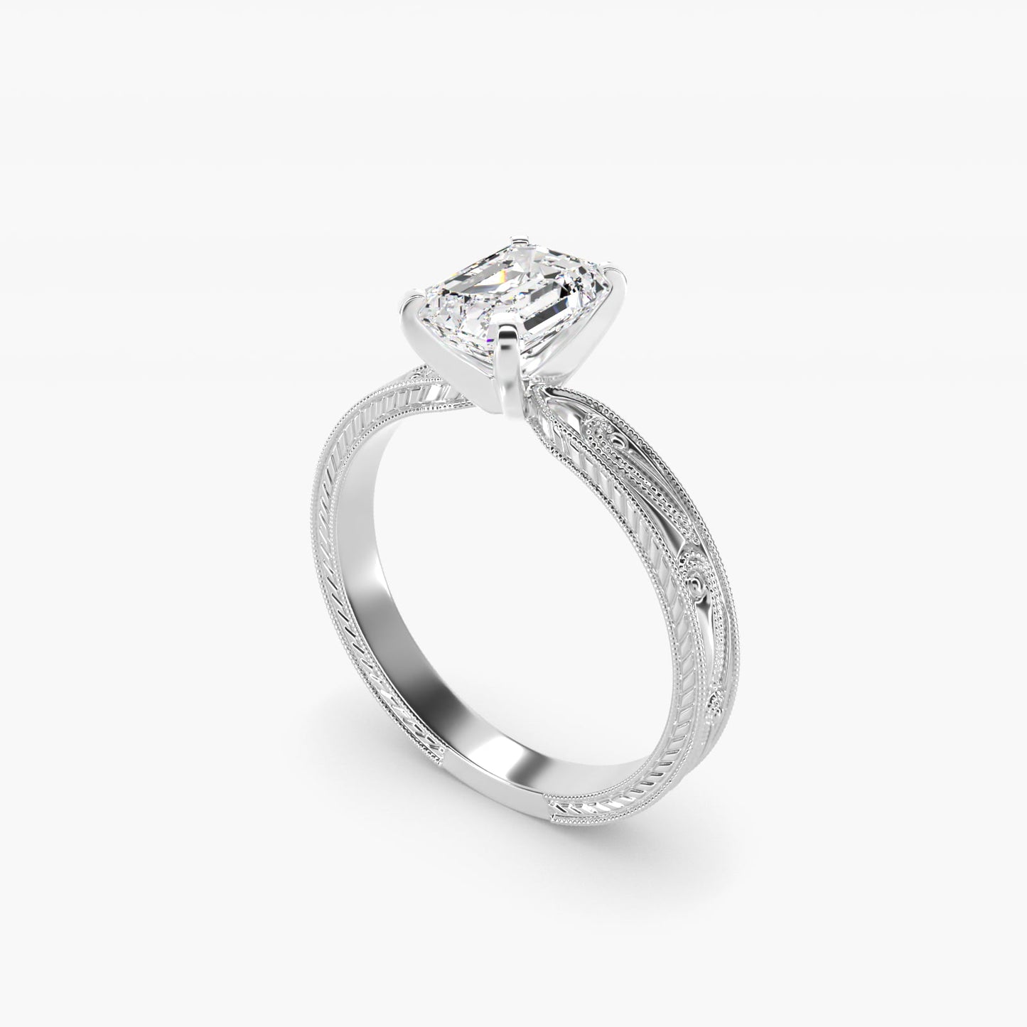 Engraved Solitaire Engagement Ring In Platinum By James Allen - Emerald Center
